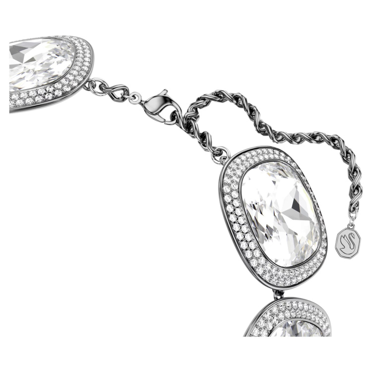Una Angelic choker Cushion cut, White, Ruthenium plated